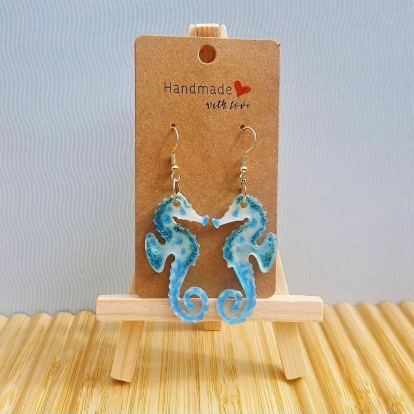 Boucles d'oreilles hippocampe turquoise 